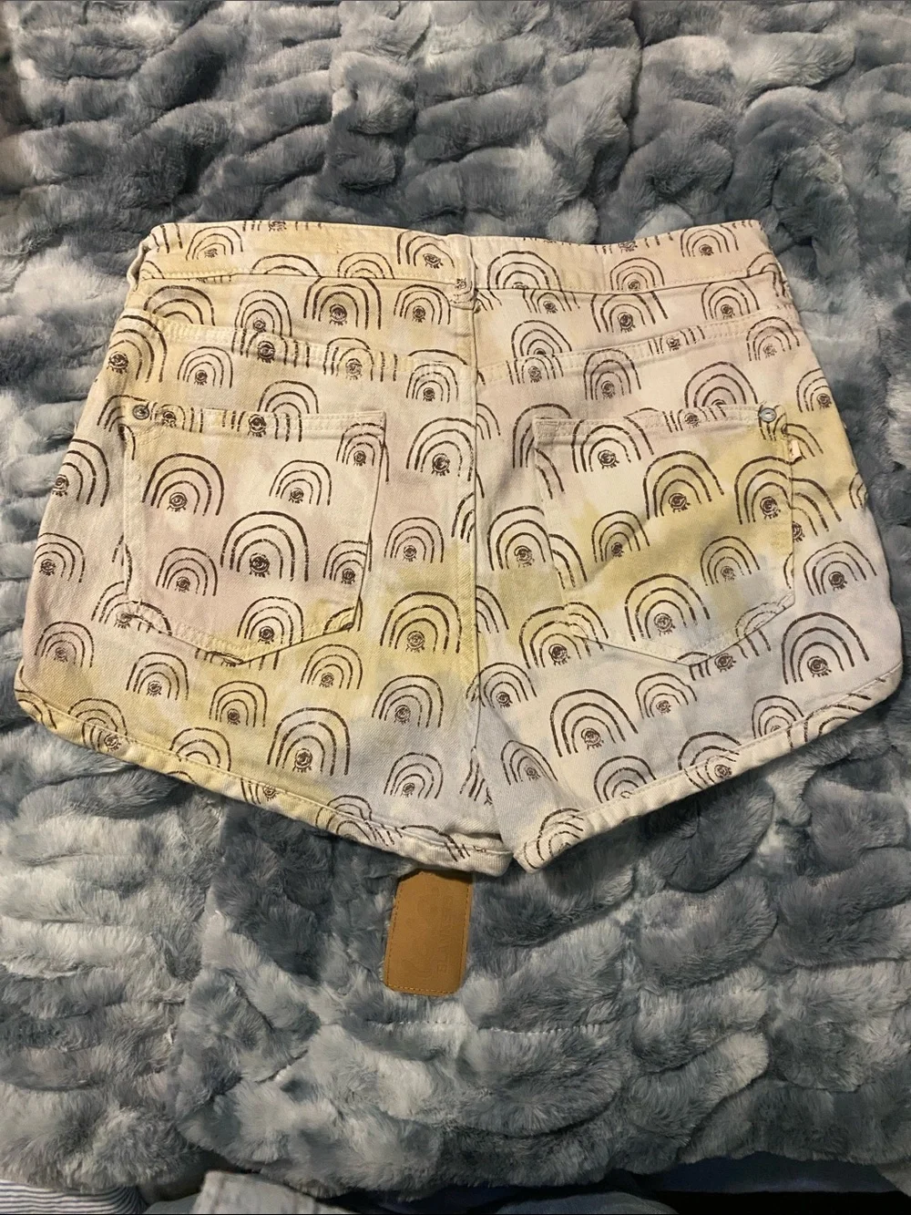 Anthropologie Cream Shorts with Brown Rainbow Print - Picture 2 of 4